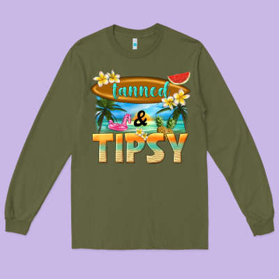 Tanned And Tipsy Long Sleeve Tee Designed By Texasbilliewilder