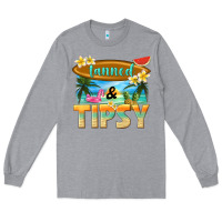 Heather Grey tanned and tipsy Long Sleeve Tee - texasbilliewilder