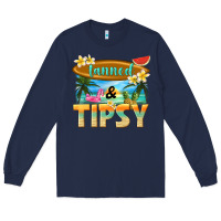 Navy tanned and tipsy Long Sleeve Tee - texasbilliewilder