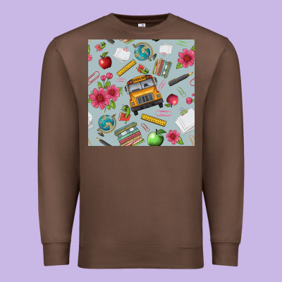 School Bus Back To School Seamless Pattern Premium Sweatshirt Designed By Bundleandbundleshop
