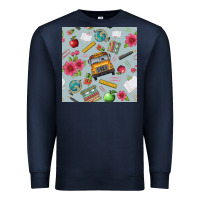Navy school bus back to school seamless pattern Premium Sweatshirt - BundleAndBundleShop