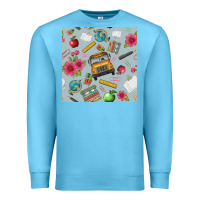 Ocean Blue school bus back to school seamless pattern Premium Sweatshirt - BundleAndBundleShop