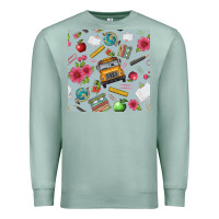 Seafoam school bus back to school seamless pattern Premium Sweatshirt - BundleAndBundleShop