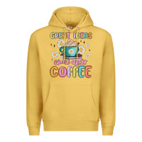 Antique Gold great ideas come after coffee Premium Hoodie - MaliasSmallBusiness