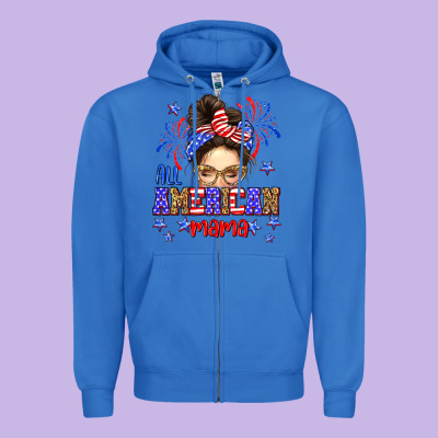 All American Mama Zipper Hoodie Designed By Neo Western