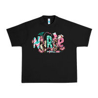 Black floral nurse Urban Heavy Tee - RanaPortraitStore