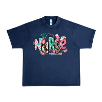 Navy floral nurse Urban Heavy Tee - RanaPortraitStore