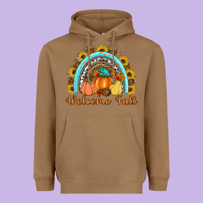 Welcome Fall Rainbow Heavyweight Hoodie Designed By Artiststas