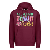 Burgundy just a small town florist Premium Hoodie - MaliasSmallBusiness