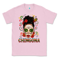 Bubblegum Pink Mexicana Skull Girl Messy Bun Classic Tee - texasbilliewilder