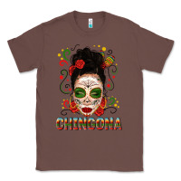 Chestnut Mexicana Skull Girl Messy Bun Classic Tee - texasbilliewilder