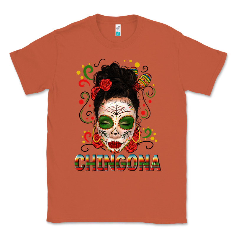 Mexicana Skull Girl Messy Bun Classic Tee by texasbilliewilder | Teevron