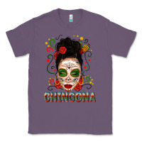 Lavender Mexicana Skull Girl Messy Bun Classic Tee - texasbilliewilder