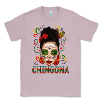 Lilac Mexicana Skull Girl Messy Bun Classic Tee - texasbilliewilder
