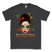 Smoke Mexicana Skull Girl Messy Bun Classic Tee - texasbilliewilder