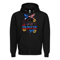 Black All American girl 4th of July Zipper Hoodie - CowGirlArtShop