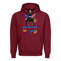 Burgundy All American girl 4th of July Zipper Hoodie - CowGirlArtShop