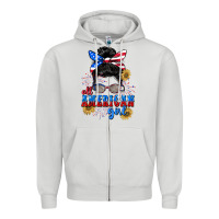 Dove Grey All American girl 4th of July Zipper Hoodie - CowGirlArtShop
