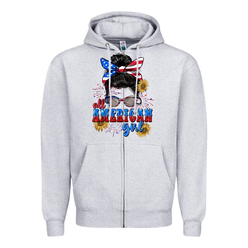 All American Girl 4th Of July Zipper Hoodie by CowGirlArtShop | Teevron