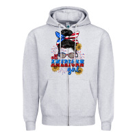 Heather Grey All American girl 4th of July Zipper Hoodie - CowGirlArtShop