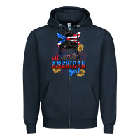 Navy All American girl 4th of July Zipper Hoodie - CowGirlArtShop