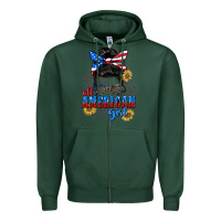 Sports Green All American girl 4th of July Zipper Hoodie - CowGirlArtShop