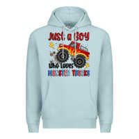 Blue Mist just a boy who loves monster trucks Premium Hoodie - MaliasSmallBusiness