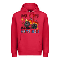 Cardinal just a boy who loves monster trucks Premium Hoodie - MaliasSmallBusiness