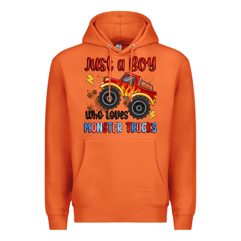 Just A Boy Who Loves Monster Trucks Premium Hoodie by MaliasSmallBusiness | Teevron