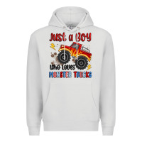 Dove Grey just a boy who loves monster trucks Premium Hoodie - MaliasSmallBusiness