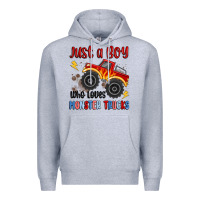 Heather Grey just a boy who loves monster trucks Premium Hoodie - MaliasSmallBusiness