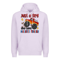 Lilac just a boy who loves monster trucks Premium Hoodie - MaliasSmallBusiness