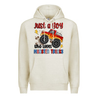 Oatmeal Heather just a boy who loves monster trucks Premium Hoodie - MaliasSmallBusiness