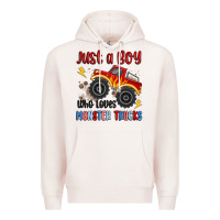 Pale Pink just a boy who loves monster trucks Premium Hoodie - MaliasSmallBusiness