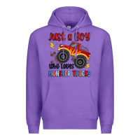 Purple just a boy who loves monster trucks Premium Hoodie - MaliasSmallBusiness