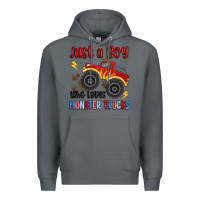 Rock just a boy who loves monster trucks Premium Hoodie - MaliasSmallBusiness