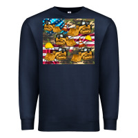 Navy bulldozer camouflage american flag Premium Sweatshirt - Artiststas