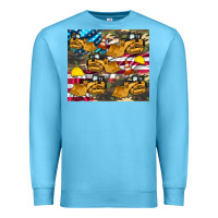 Ocean Blue bulldozer camouflage american flag Premium Sweatshirt - Artiststas