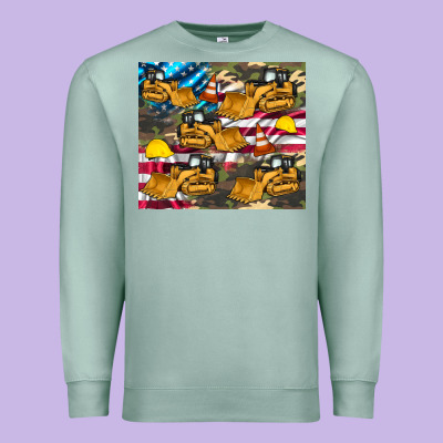 Bulldozer Camouflage American Flag Premium Sweatshirt Designed By Artiststas