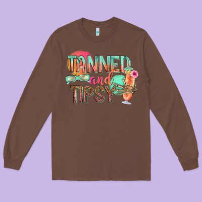 Tanned And Tipsy Long Sleeve Tee Designed By Texasbilliewilder