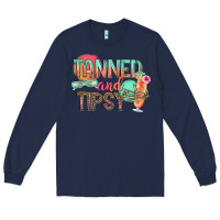 Navy tanned and tipsy Long Sleeve Tee - texasbilliewilder