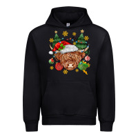 Black Christmas highland cow Urban Hoodie - MaliasSmallBusiness