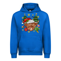 Cobalt Christmas highland cow Urban Hoodie - MaliasSmallBusiness