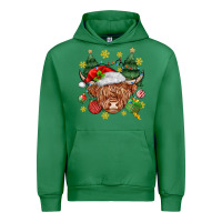 Emerald Christmas highland cow Urban Hoodie - MaliasSmallBusiness