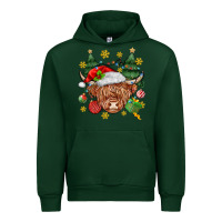 Forest Green Christmas highland cow Urban Hoodie - MaliasSmallBusiness