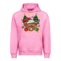 Fuchsia Pink Christmas highland cow Urban Hoodie - MaliasSmallBusiness