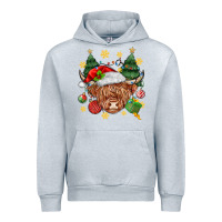 Heather Grey Christmas highland cow Urban Hoodie - MaliasSmallBusiness