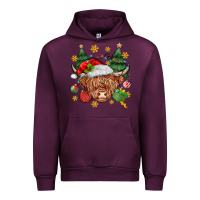 Mauve Wine Christmas highland cow Urban Hoodie - MaliasSmallBusiness