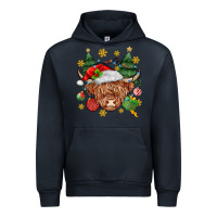 Navy Christmas highland cow Urban Hoodie - MaliasSmallBusiness