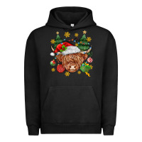 Pigment Black Christmas highland cow Urban Hoodie - MaliasSmallBusiness